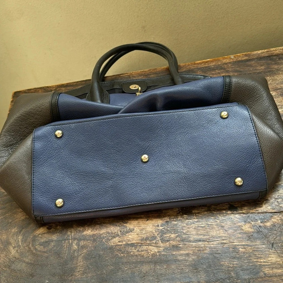 FURLA BLUE AND TAUPE GREY color block   LEATHER BAG - Picture 11 of 15